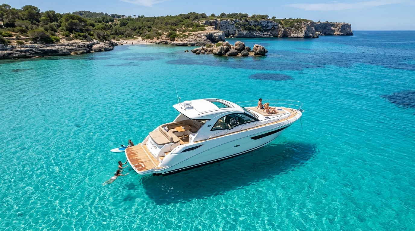 Yate Sea Ray fondeado en aguas cristalinas de Mallorca